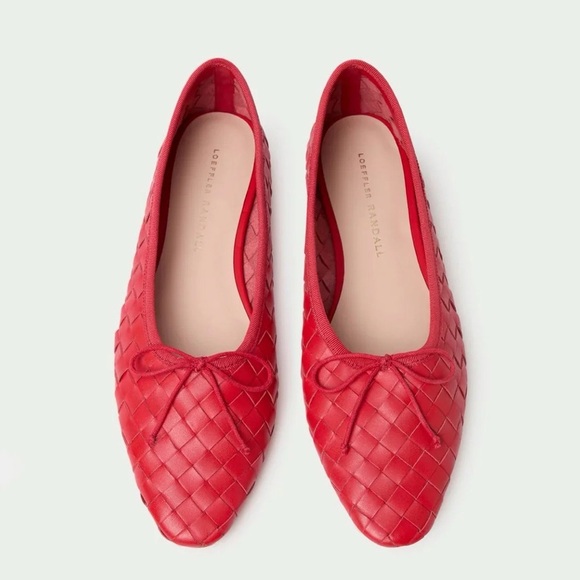 Loeffler Randall Landry Woven Ballet Flat Red Leather - Picture 3 of 11